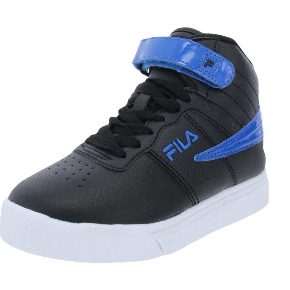 Fila Vulc 13 Black Faux Leather Lace Up Casual and Fashion Sneakers Shoes NWT